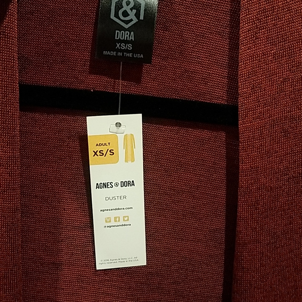 Duster Lightweight Knit Pockets XS/S Marsala - Picture 4 of 7